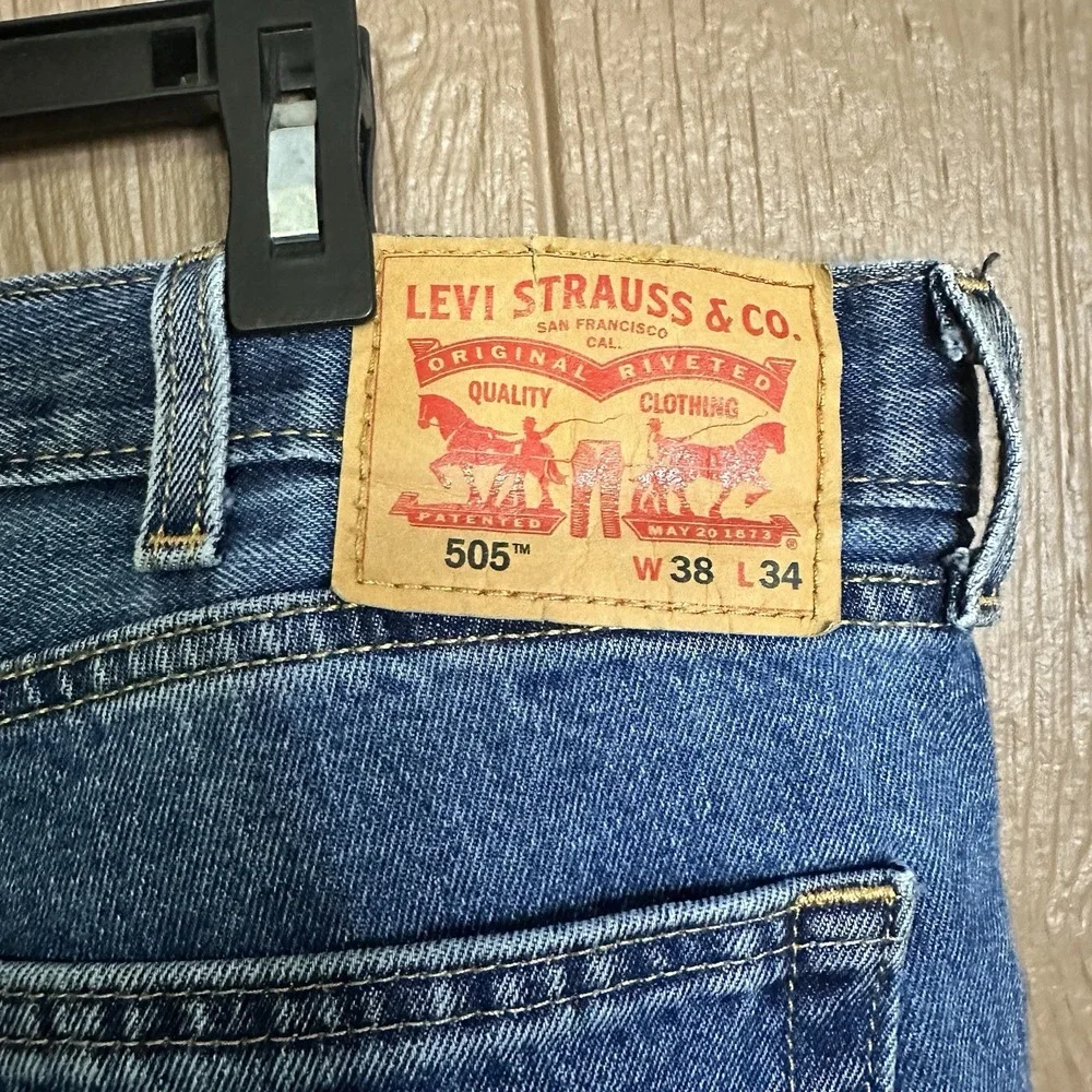 Men's Levi Strauss 505 Jeans Size 38 x 34 Denim Medium Wash Bootcut Cotton Work‎